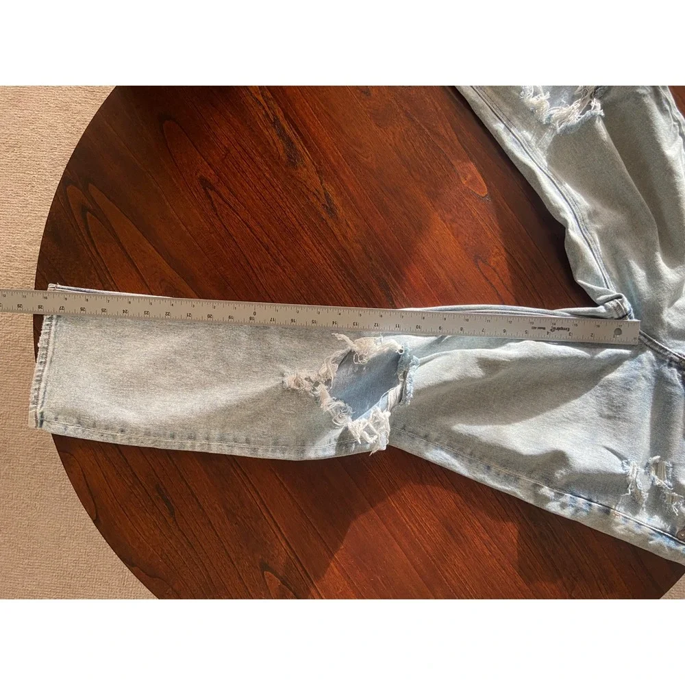 American Eagle Super High-Rise Ankle Straight Distressed Jeans Light Wash Size 2 - Picture 7 of 7